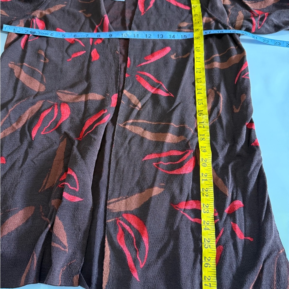 Chicos Brown And Red Patterned Open Cardigan In S… - image 8
